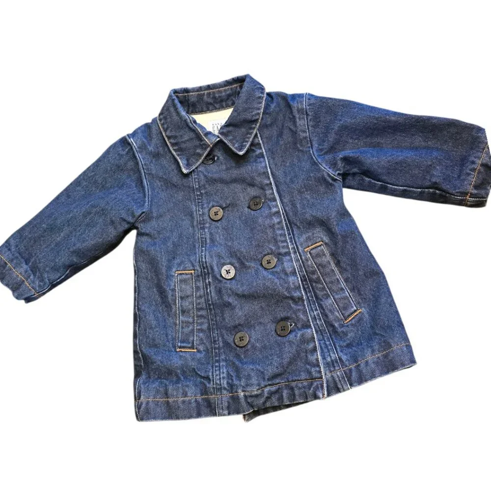BABY GAP Denm Double Breasted Pea Coat sz 18-24m